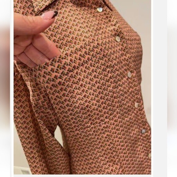 Zara soft & flowy shirt dress w/ pockets - pink & tiny floral print S - Picture 5 of 11